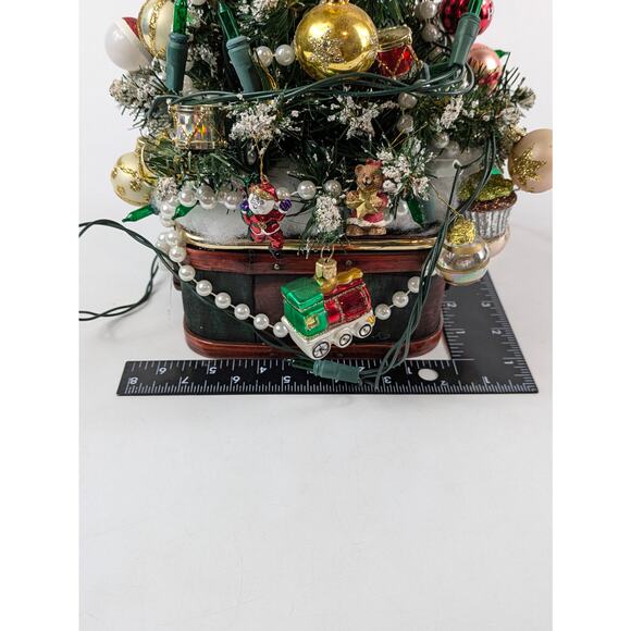Decorated Tabletop Christmas Tree 14″ with Collectible Glass Ornaments & Lights - Picture 3 of 15